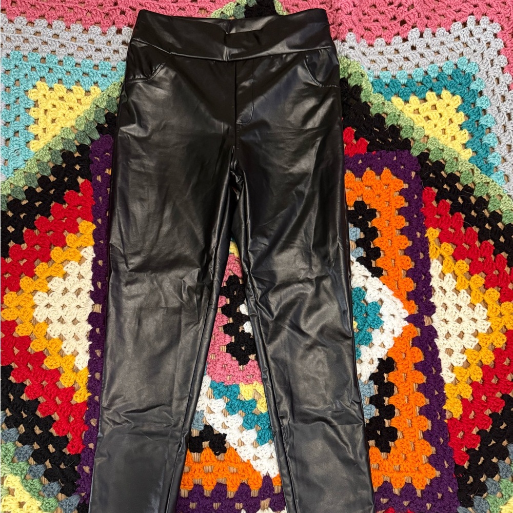 Black Faux Leather/Latex Leggings